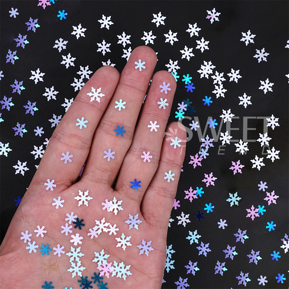 12 Grids Christmas Snowflake Nail Glitter Sequins Laser Mixed Snowflakes DIY Flash Winter Party Manicure Decoration Accessories
