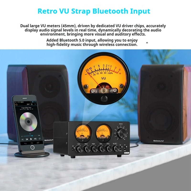 EQ5 / EQ5 PRO Mini 5-Band EQ Equalizer with Bluetooth Receiver 3.5mm AUX Stereo Audio Bypass Balance Preamp w/VU Meter