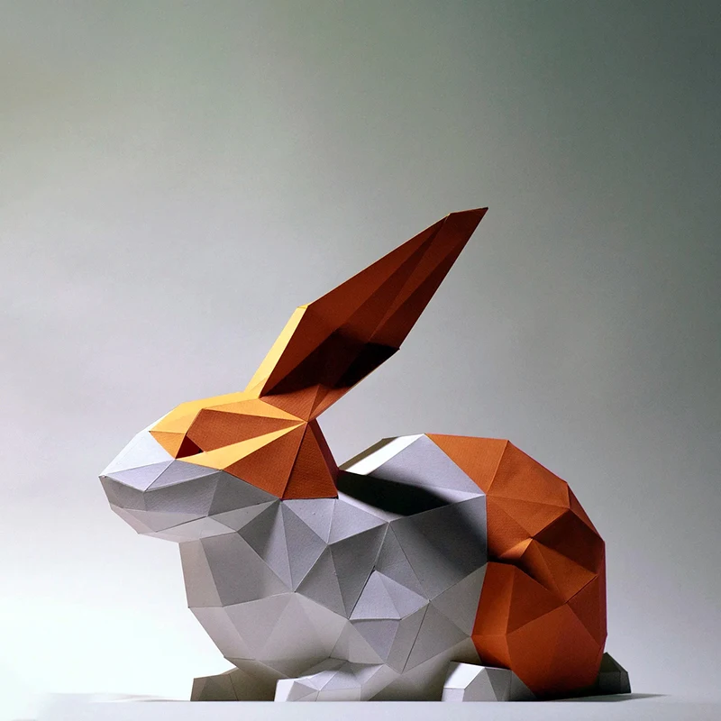 Modèle en papier lapin, décoration de bureau pour la maison, ornement de salle, artisanat en papier, puzzle 3D, jouets éducatifs créatifs faits à la main, accessoires