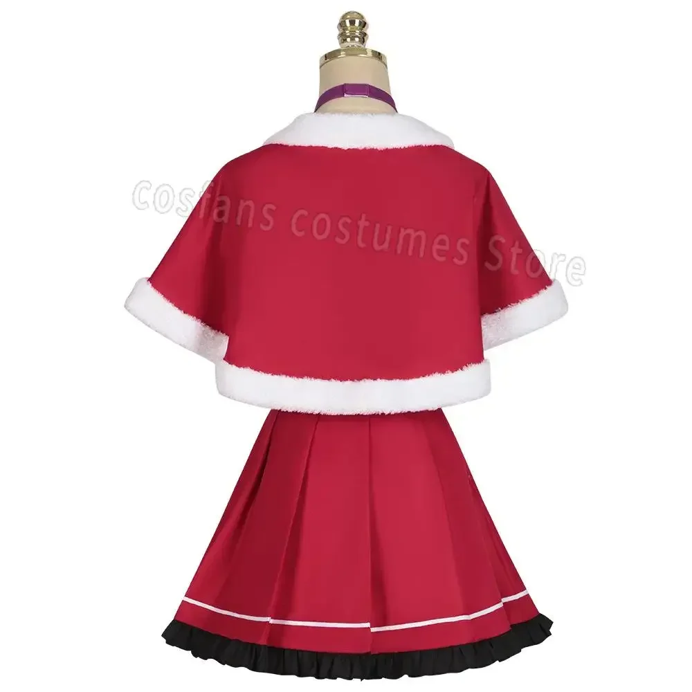 Disfraz de Cosplay de Anime Oshi No Ko Ai Hoshino para mujer, traje de Navidad, vestido rojo Lolita, juego de rol, sombrero de fiesta, traje de Legwear