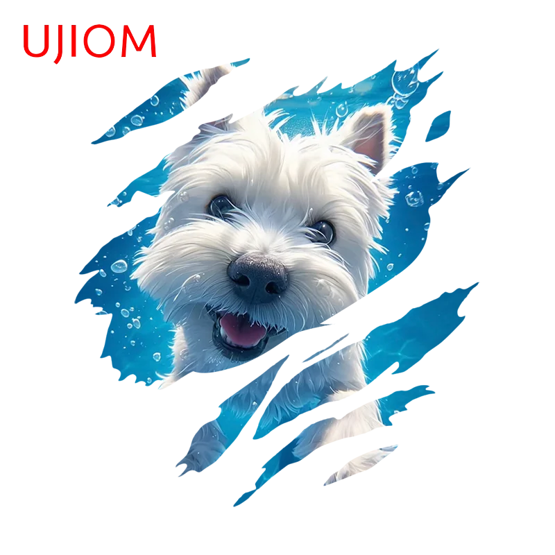 UJIOM Kawaii Attractive Dog Tear Wall Stickers Versatile Innovative Exclusive Design Decals Adorable Decorative Toilet Stickers