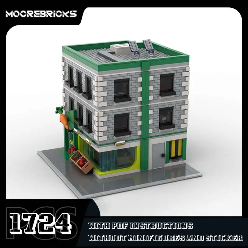 Bloques de construcción MOC para niños, tienda de comestibles para armar juguete de ladrillos, serie City Modular Architecture, ideal para regalo