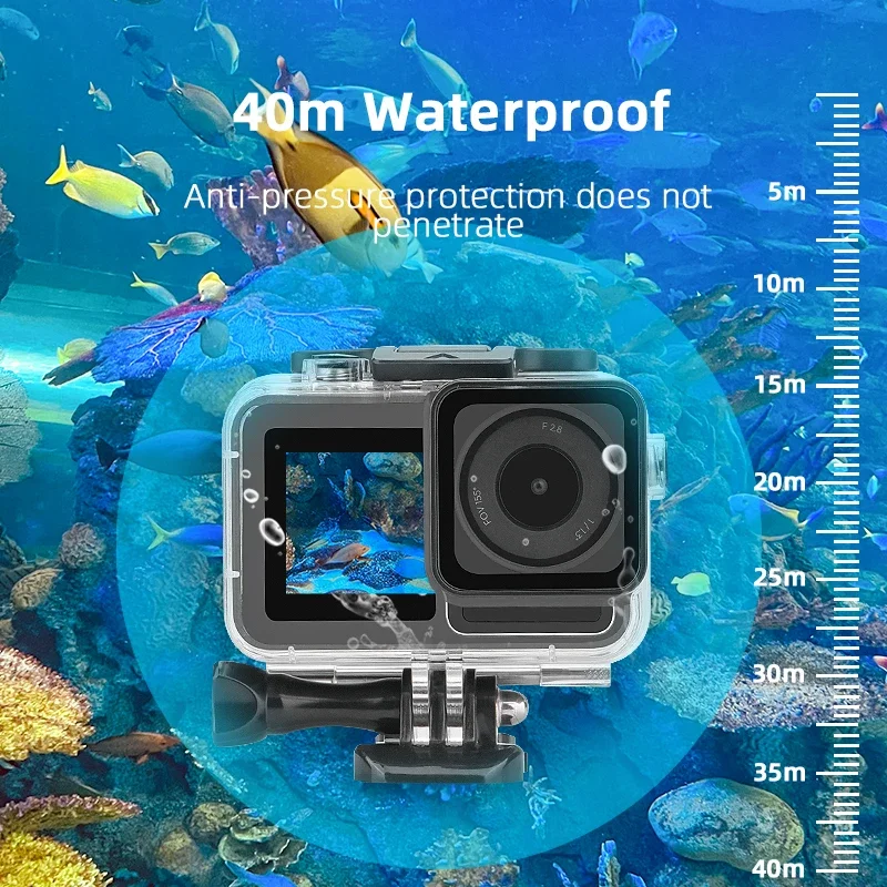 BRDRC Custodia impermeabile per DJI Action 3 4 5 Pro Custodia protettiva per immersioni profonde Touch screen subacqueo Accessori per fotocamere sportive