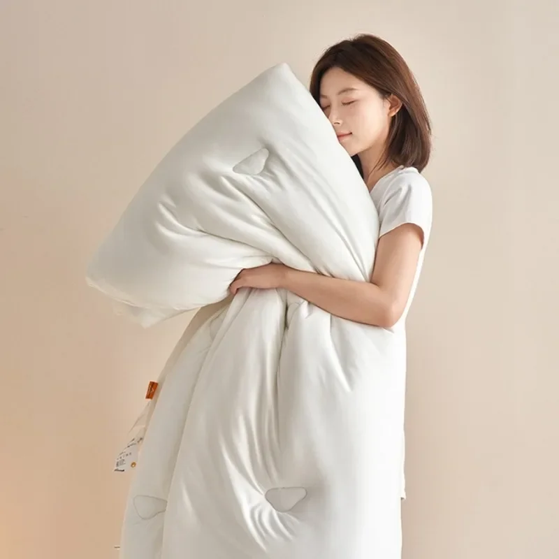 

2025 new solid color soybean fiber winter quilt thickened spring and autumn quilt core universal in all seasons thick quilt warm