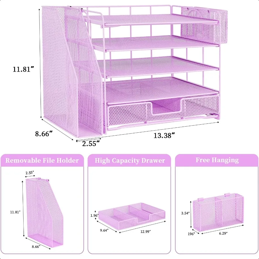 Youbetia 5-уровневый бумажный лоток для писем, органайзер с подставкой для намагничивания, настольные органайзеры с держателем для ручек, аксессуары для офисного стола, рабочее пространство или