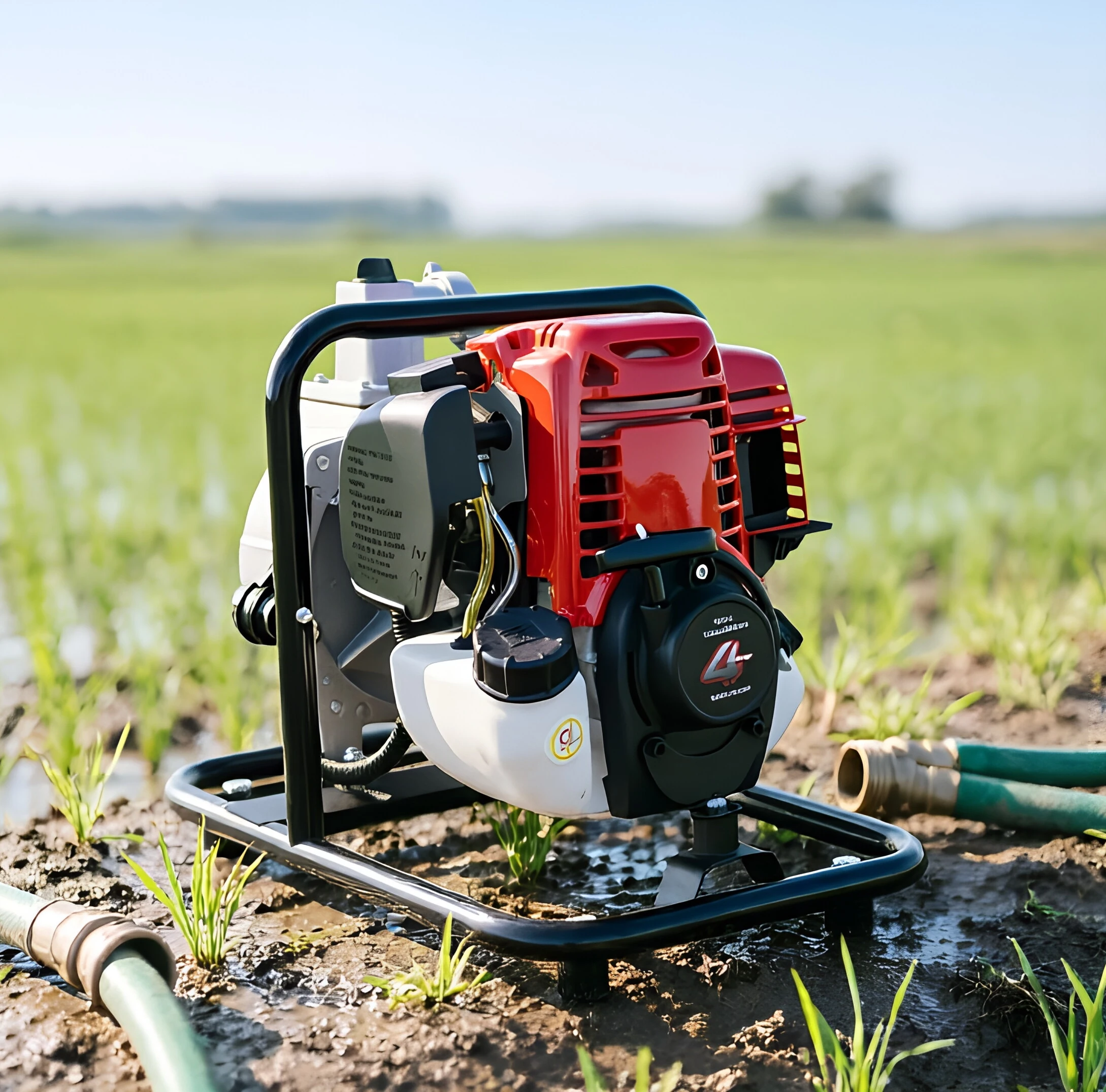 1200W Portable Gasoline Water Pump, 4-Stroke 38cc Water Transfer Pump for Farm Irrigation Fire Rescue Drainage