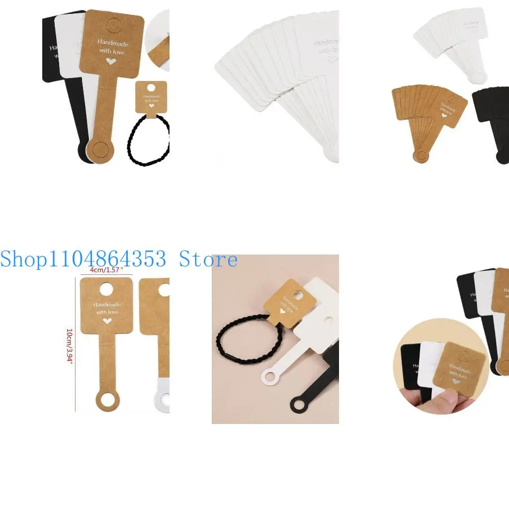 

652F 50xFoldable Sticky Tags Convenient Adhesive Cards Kraft Paper Display Card for Jewelry Necklace Bracelet Pendants