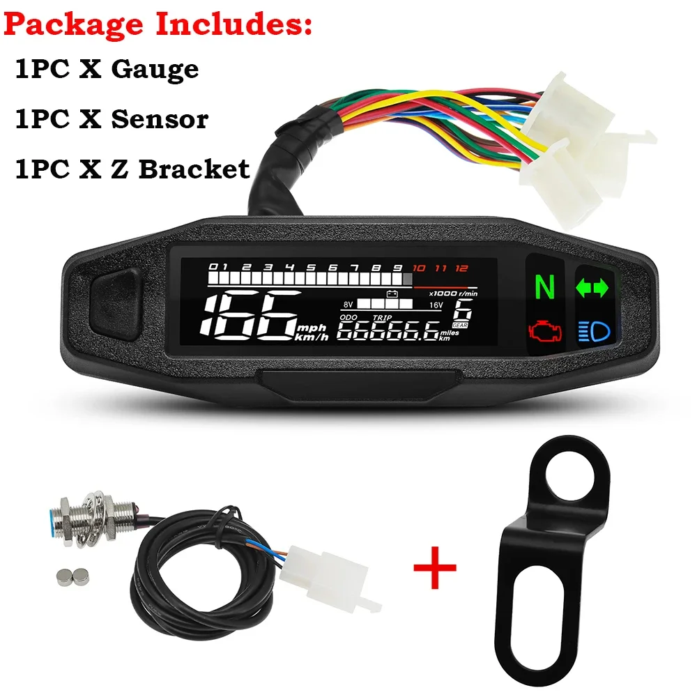 Ein neuer Universal Moto RPM Tachometer Tachometer Geschwindigkeitsmesser Tacho Meter Digitaler Kilometerzähler Instrument Sensor Set für Motorrad