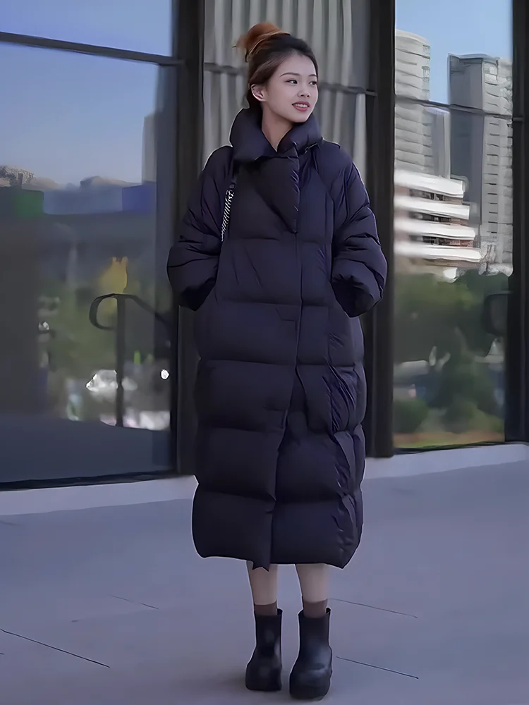 2024 invierno nuevo Faionable versátil Thiened Floing cuello grande blanco Du abajo Jaet mujer moda viaje Sle