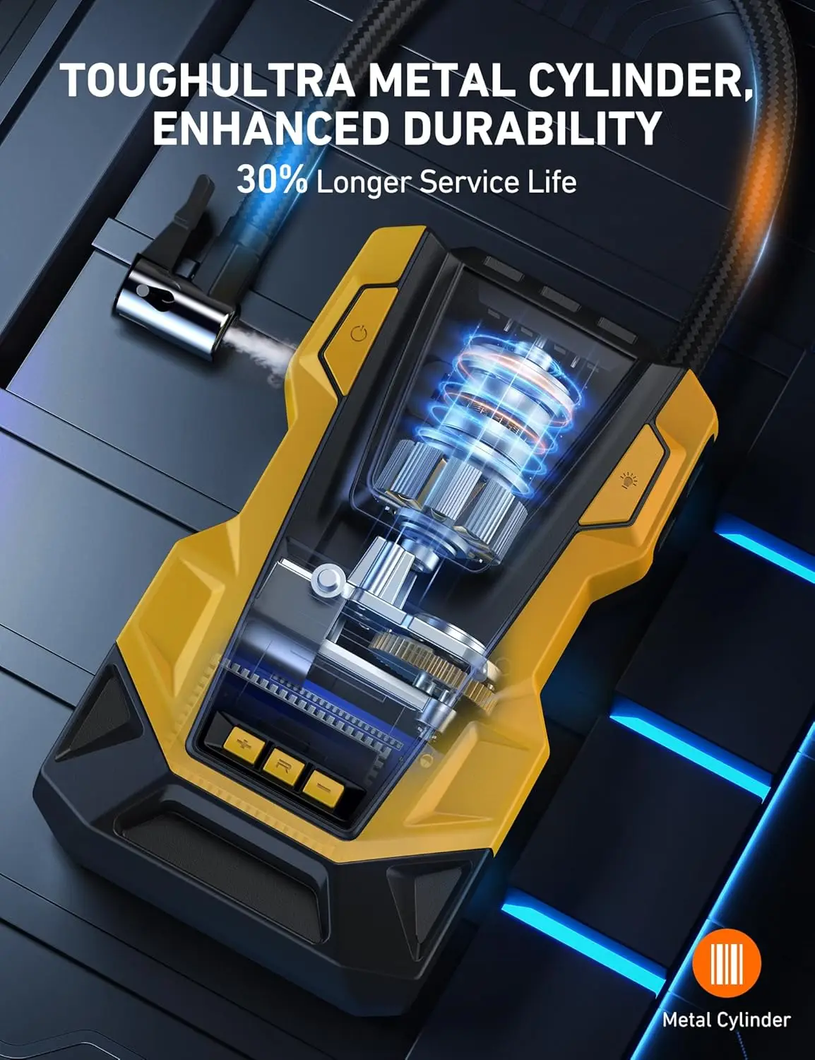 Portable AC/DC Air Compressor for Car Tires, 150PSI with LED Light, Auto-Shutoff, Fast Inflation