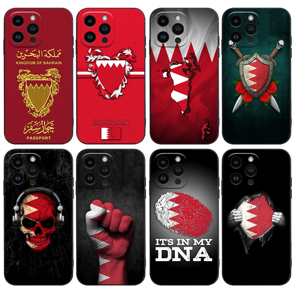 Bahrain Flag Map Liquid Silicone Cover Case for iPhone 16 15 14 13 12 11 Pro Max XS XR Mini 7 8 6S Plus 5 SE