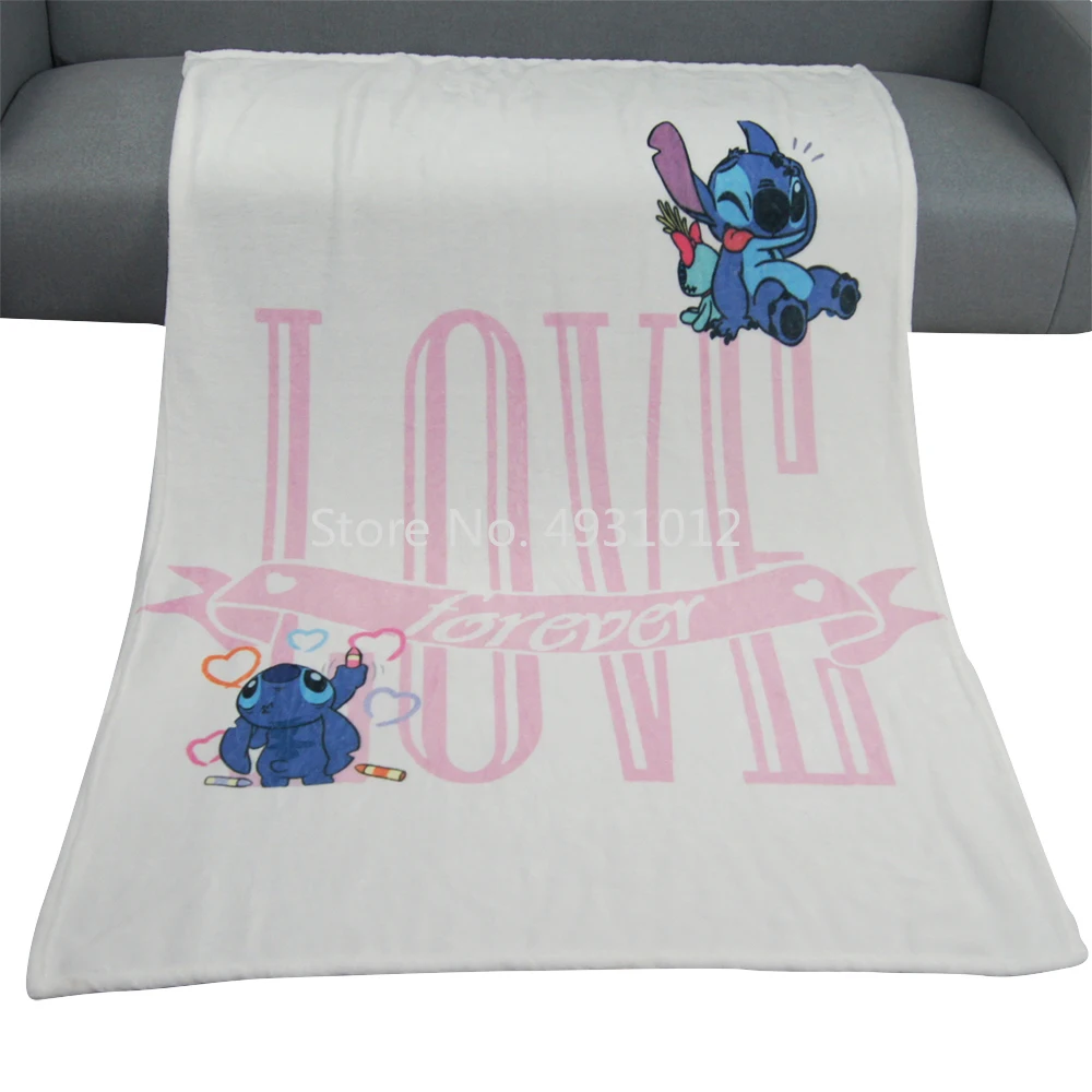 

Disney Cartoon Lilo & Stitch 3D Flannel Blankets D Customized Thick For Childrens Boys Girls Couch Quilt Cover Traveling