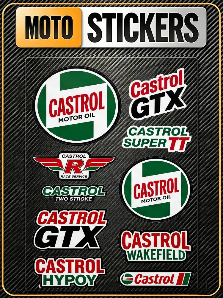 FOR CASTROL Fashion Universal Scratch Resist Reflective Waterproof Stickers For Auto Motorcycle Helmet Mug Refrigerator