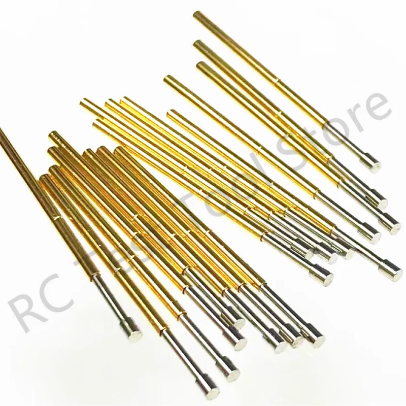 100PCS P100-G2 Spring Test Probe Pogo Pin Spring Test Pin Length 33.35mm Needle Dia 1.36mm Test Probe Head Dia 1.50mm P100-G