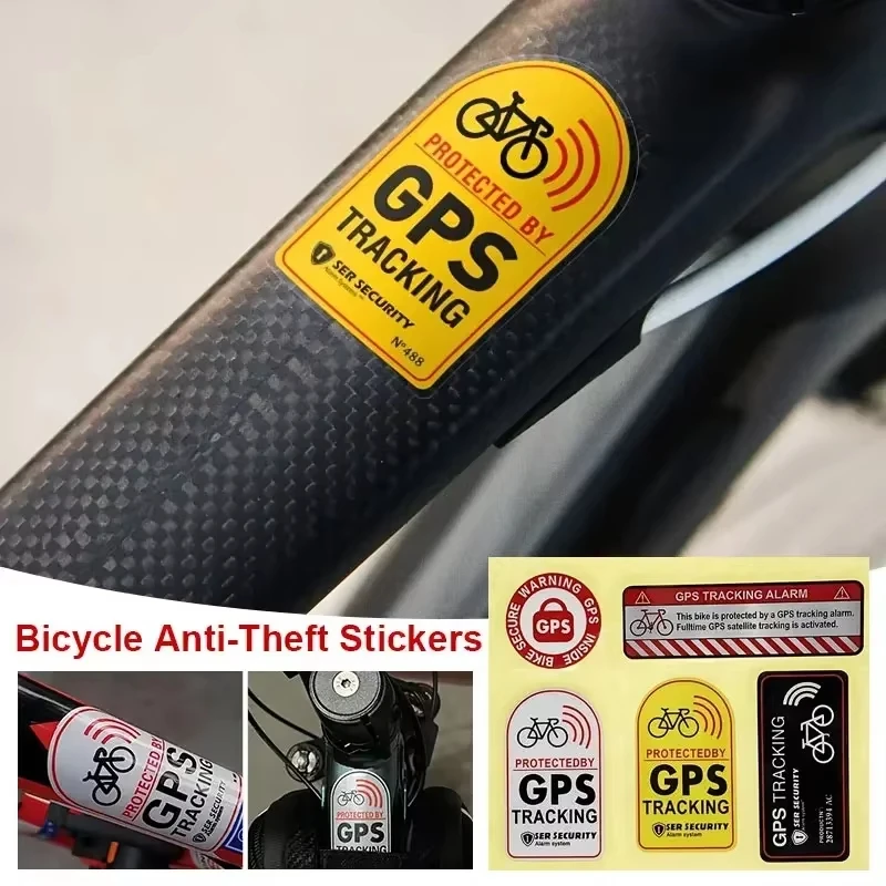 GPS Tracking Alarm Sticker MTB Road Bike Scooter Motorcycle Anti-Theft Decal Warning Reflective Paster for Bicycle Accessories