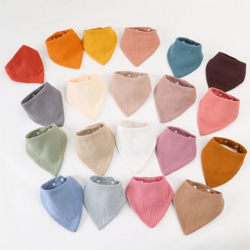 

New Solid Color Baby Bib Cotton Muslin Newborn Feeding Triangle Bibs Burp Cloth Bandana Boys Girls Drooling Bib Saliva Towel