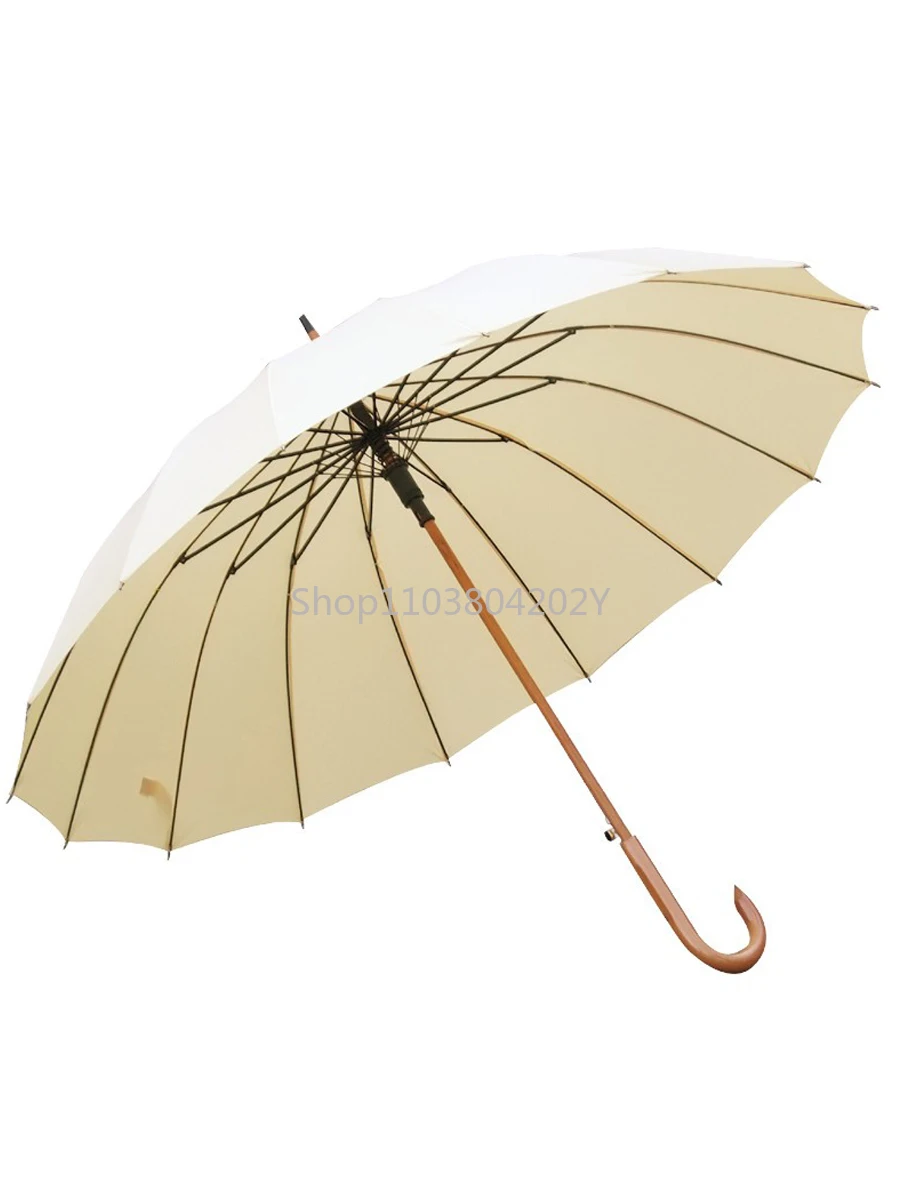 

Long Handle Umbrella Solid Wood Curved Handle Wind-Resistant