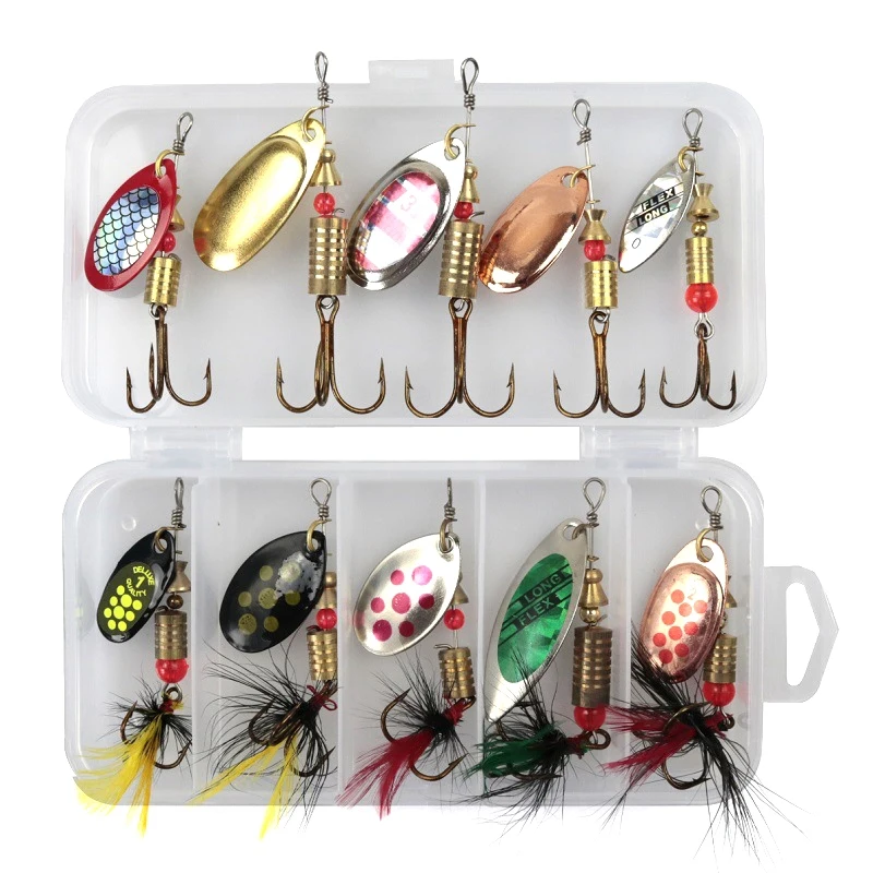 10Pcs/Lot Fishing Spoon Lures Spinner Bait 3-7G Fishing Wobbler Metal Baits Spinnerbait Isca Artificial Free with Box