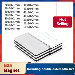 Blok 40x20x2mm Silne, mocne magnesy z taśmą samoprzylepną 40*20*2 Długi arkusz magnesu neodymowego 20x10x2 20x10x1 30*10*1