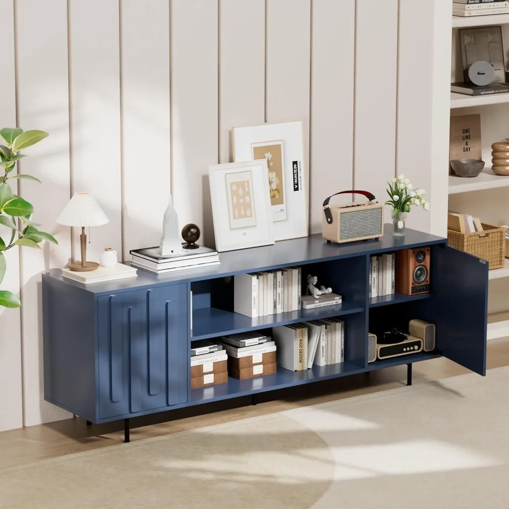 TV Stand, Mid-Century Modern TV Stands for 65 60 55 TVs, Fluted Entertainment Center, Customized