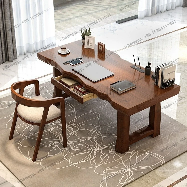 

yj9 All solid wood large board desk Chinese office desktop computer desk log home