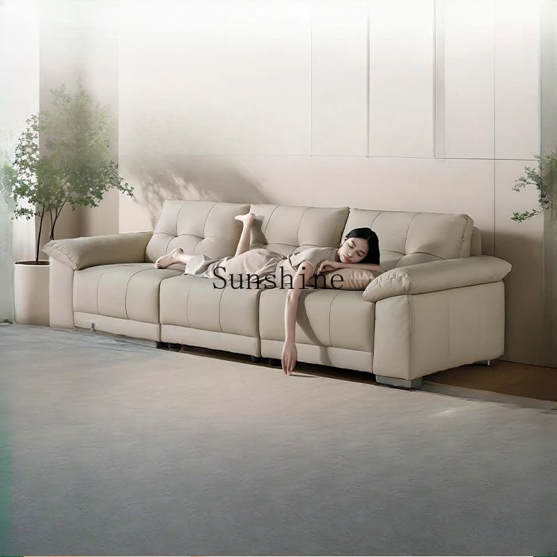 Living room simple modern first-layer cowhide straight-row sofa