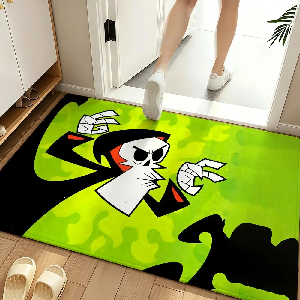 Cartoon B-Billy & Mandy-Y Floor Mat Soft Flannel Entrance Door Mat Non Slip Absorbent Bathroom Bedroom Floor Rug