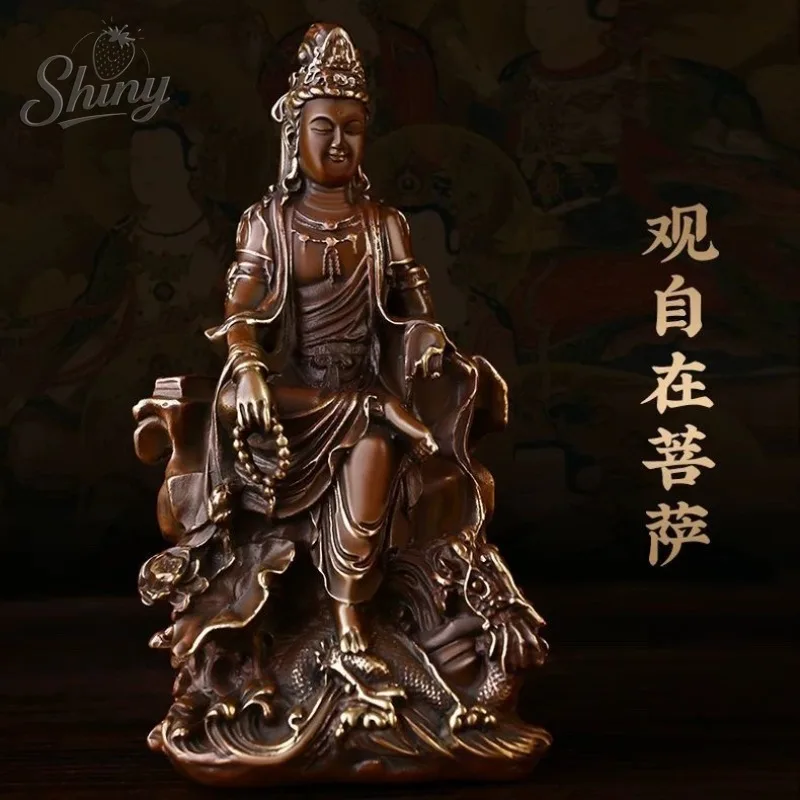

Chinese Feng Shui Copper Lucky Guanyin Ornaments Home Office Small Offering Buddha Statue Bodhisattva Decor Home Decor