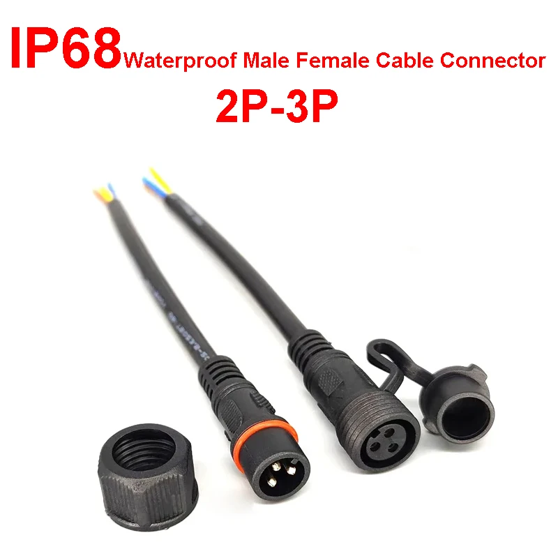 

IP68 2/3Pin 0.3/0.5/0.75/1.0 Square Waterproof Male Female Cable Connector Plug Butt Extension Line Outdoor LED Wire Connector