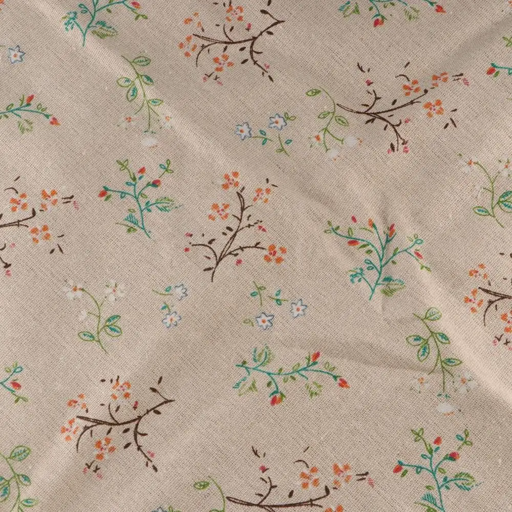 Window Treatment Semi-Blackout Tassels Printed Curtain Floral Print Elegant Cotton Curtain Beige Retro Vintage Curtain Bedroom
