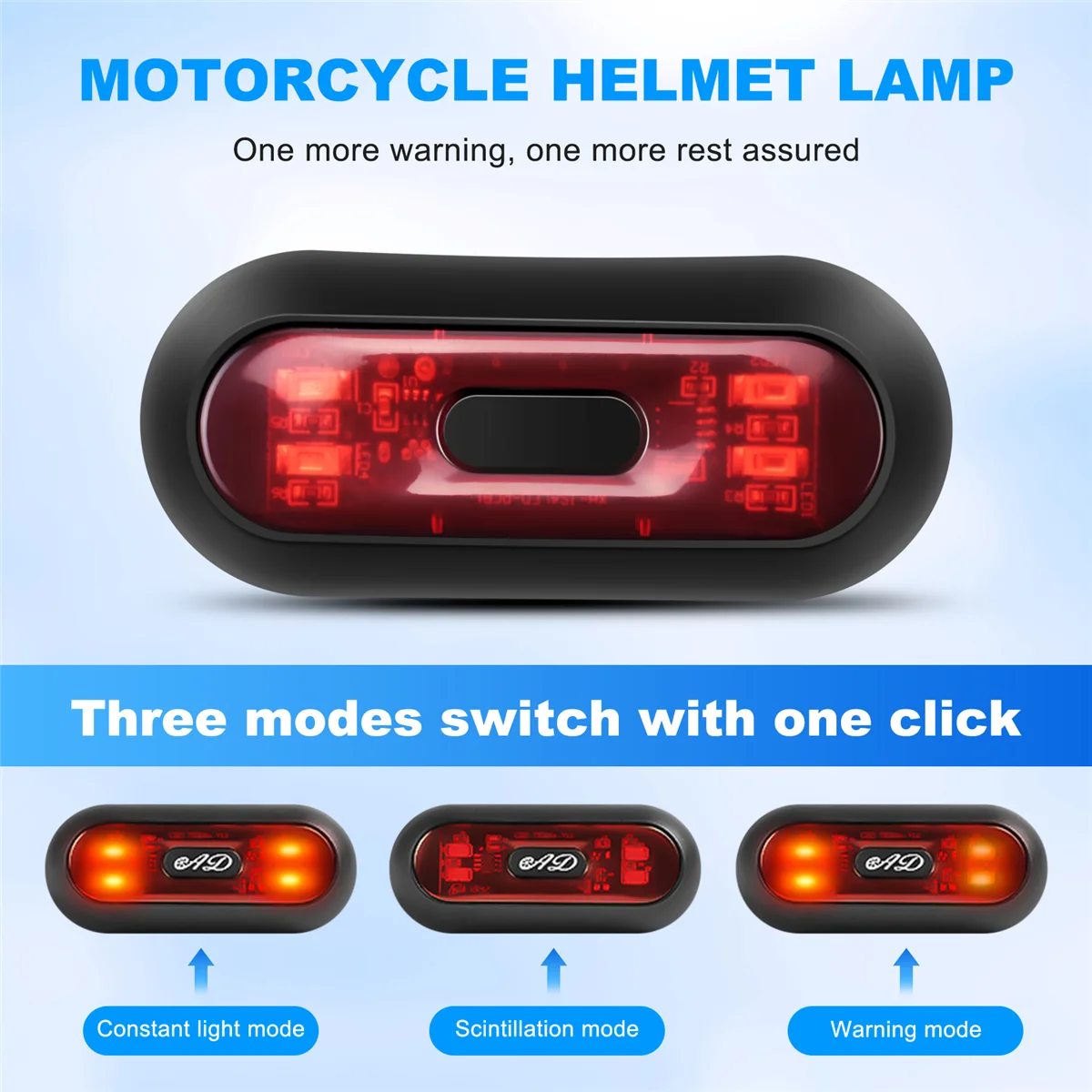 Luz LED para casco, luz de freno para casco de motocicleta, luz de advertencia de seguridad roja trasera recargable para bicicleta para conducción nocturna