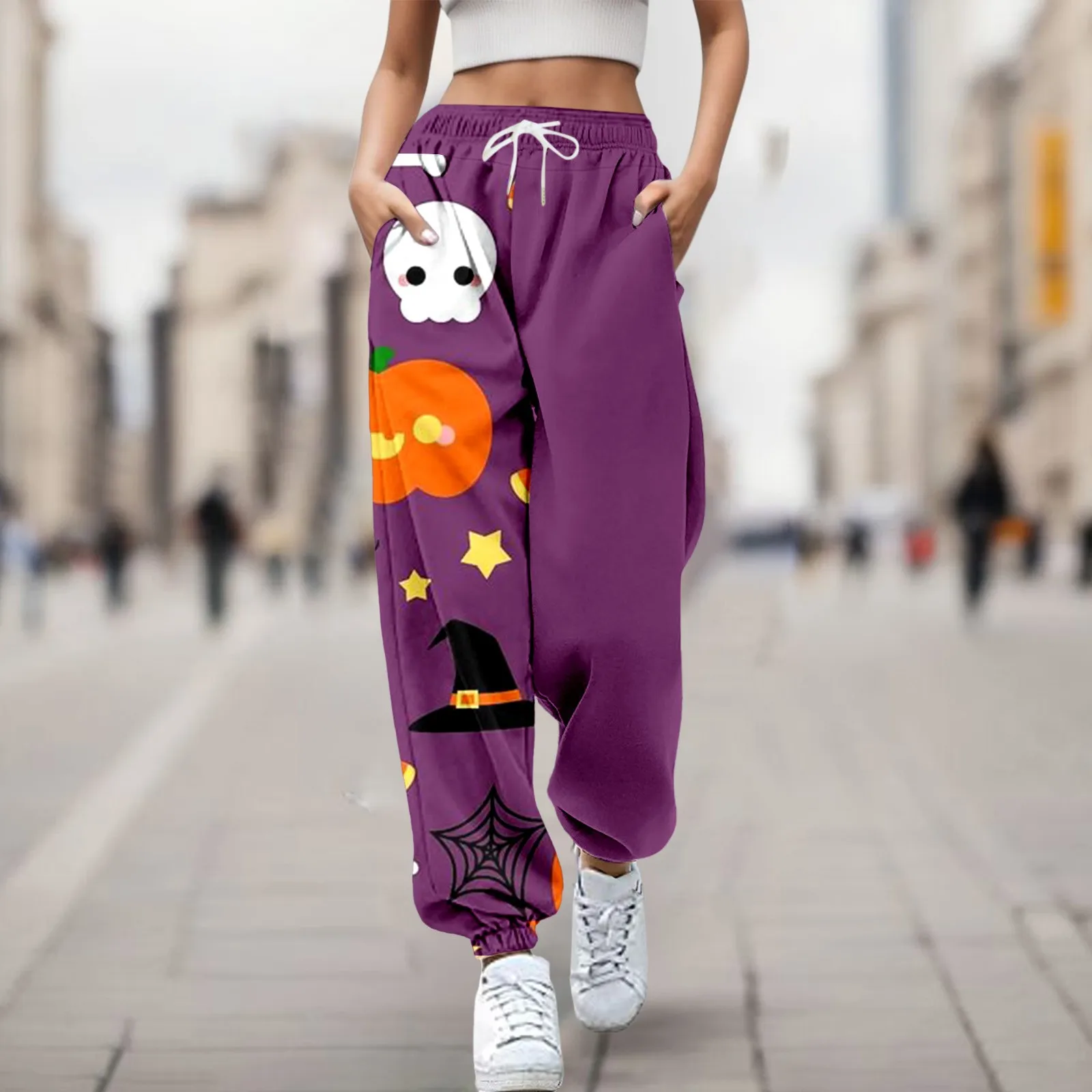 

Halloween Pants Women Autumn High Waist Wide Leg Trousers Y2k Kpop Pantalone Kawaii Ghost Witch Pants Female Oversize Pants