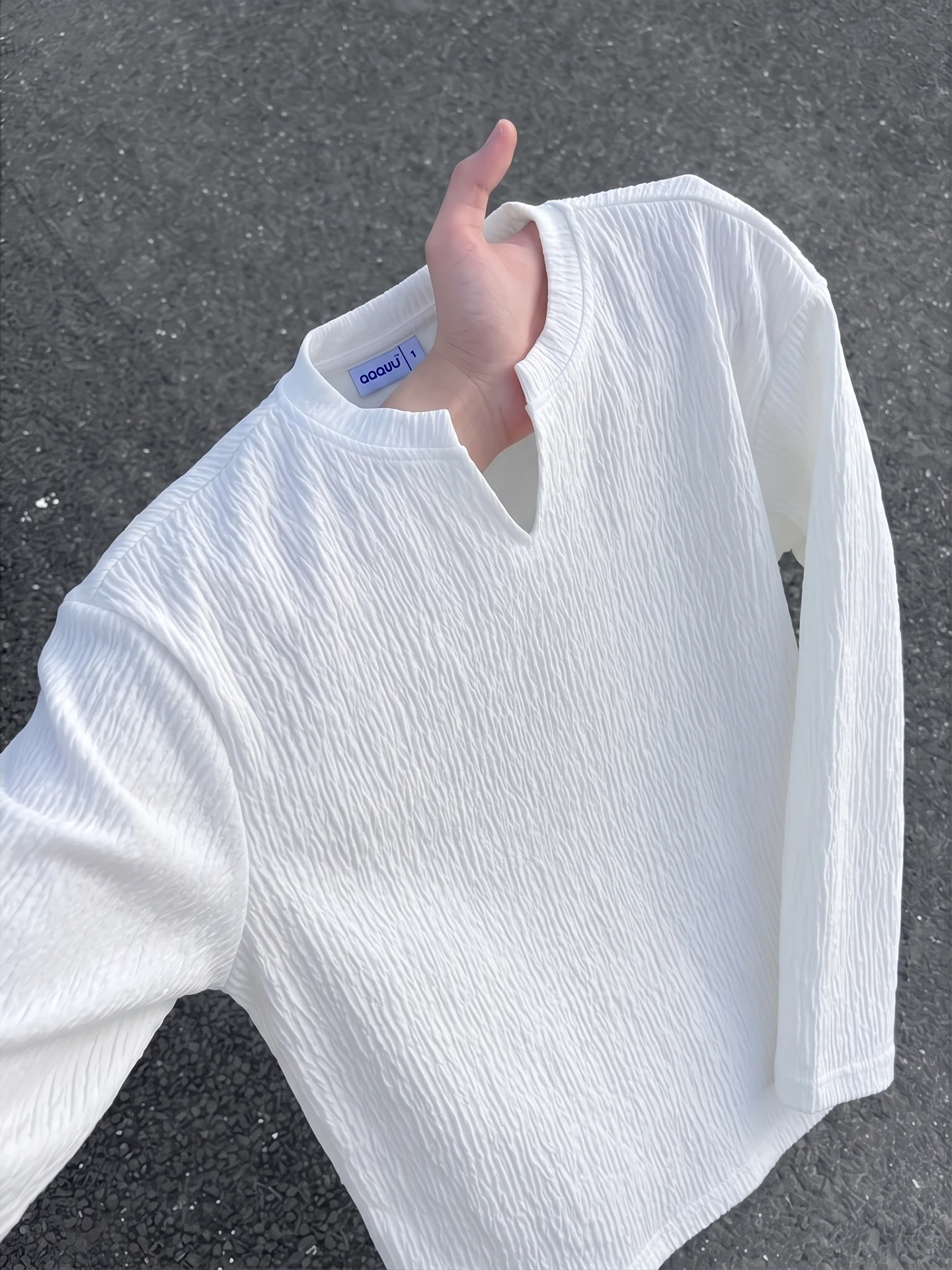 American Style Long Sleeve V-Neck T-Shirt Men's Loose Casual Inner Wear Base Shirt Top Soft Comfortable Standard Fit Youth Fa...