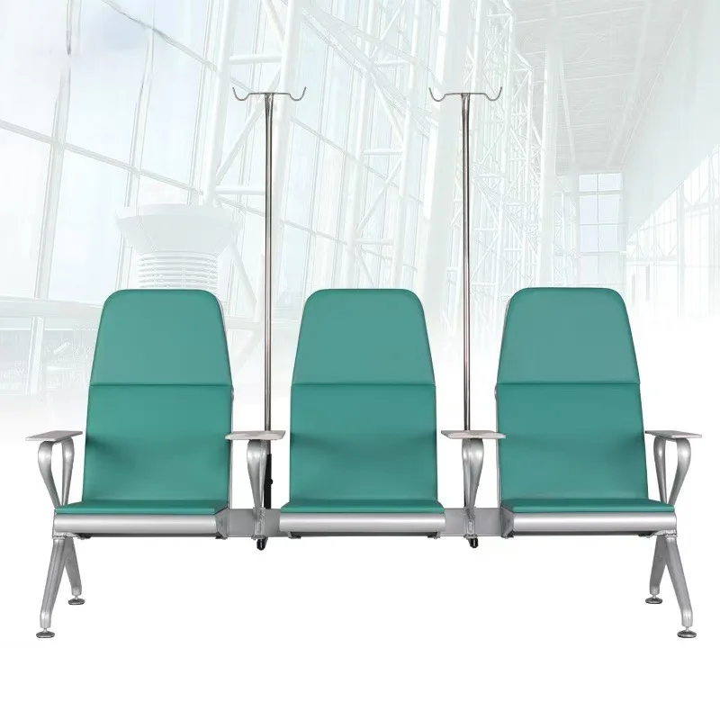 &* Medical Infusion Chair Armrests Metal Frame Modern Design Infusion Poles Hospital Clinic Outdoor Use Multi-Person Public Chai