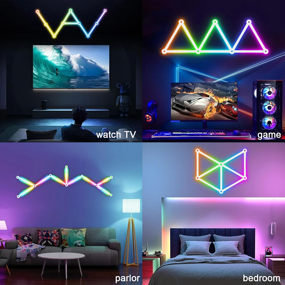 Imagem -06 - Wiscolor Arandela Rgbic Decoracoes para Quarto Barra de Luz de Parede Barra de Luz para Jogos com Atmosfera Diylâmpada Led Inteligente Wi-fi Funciona com Alexa Google Assistant Decoração Luminosa para Sala de Jogos