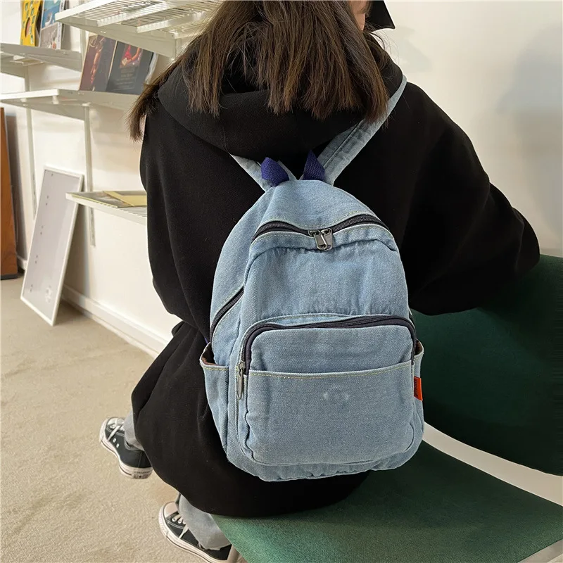 Women\'s Backpack Small Female School Bagpack Mini Fashion Denim Backpacks for School Teenagers Girls Woman 2023 Rucksack Mochila