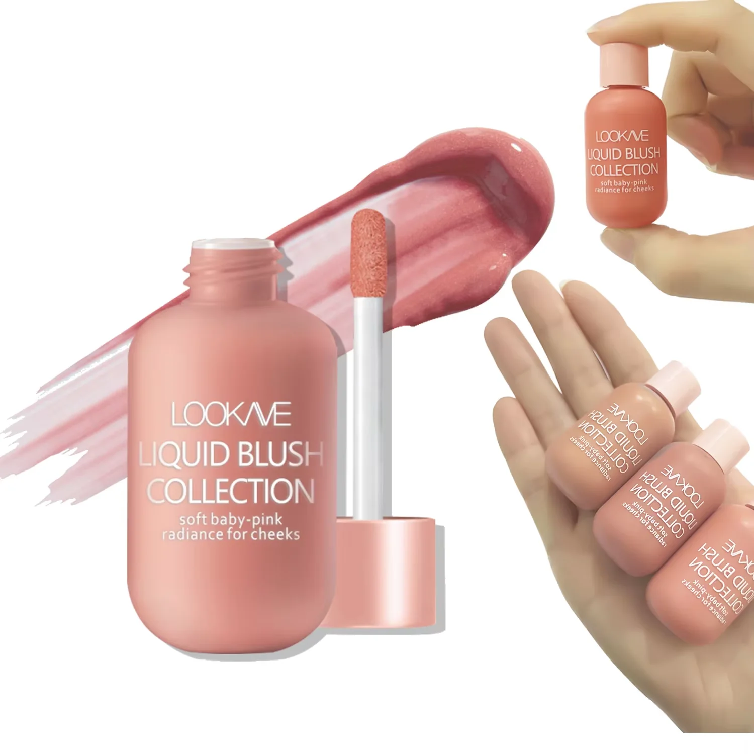 Fard líquido em pó de 3 cores, alto contorno, à prova d'água, hidratante, creme de blush em pó de longa duração, cosméticos faciais