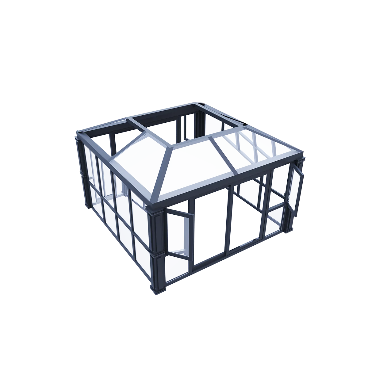 Modern aluminum sunrooms for villas and gardens: spacious, durable, and energy-efficient, ideal for relaxation and plant growth