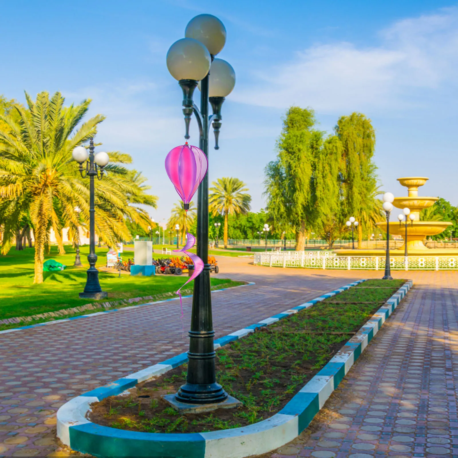 

3Pcs Creative Hot Air Balloon Hanging Decor Bright Colors for Garden Patio Shop Nursery Hot Air Balloons Cloth Wind Spinners