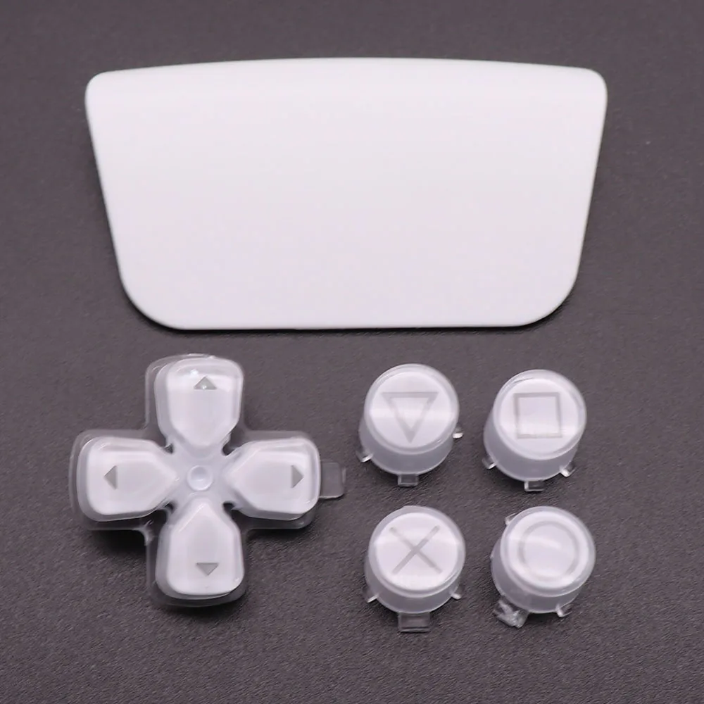 เปลี่ยนพลาสติกคริสตัลปุ่ม L1 R1 L2 R2 ABXY D Pad Driection Key ชุดทัชแพดพลาสติกสำหรับ PS5 Controller