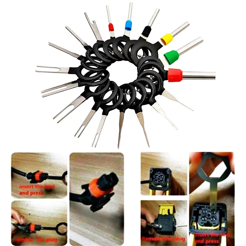 18Pcs Car Terminal Removal Tool Wire Plug Connector Extractor Puller Release Pin Extractor Kit For CarPlug Repair Tool