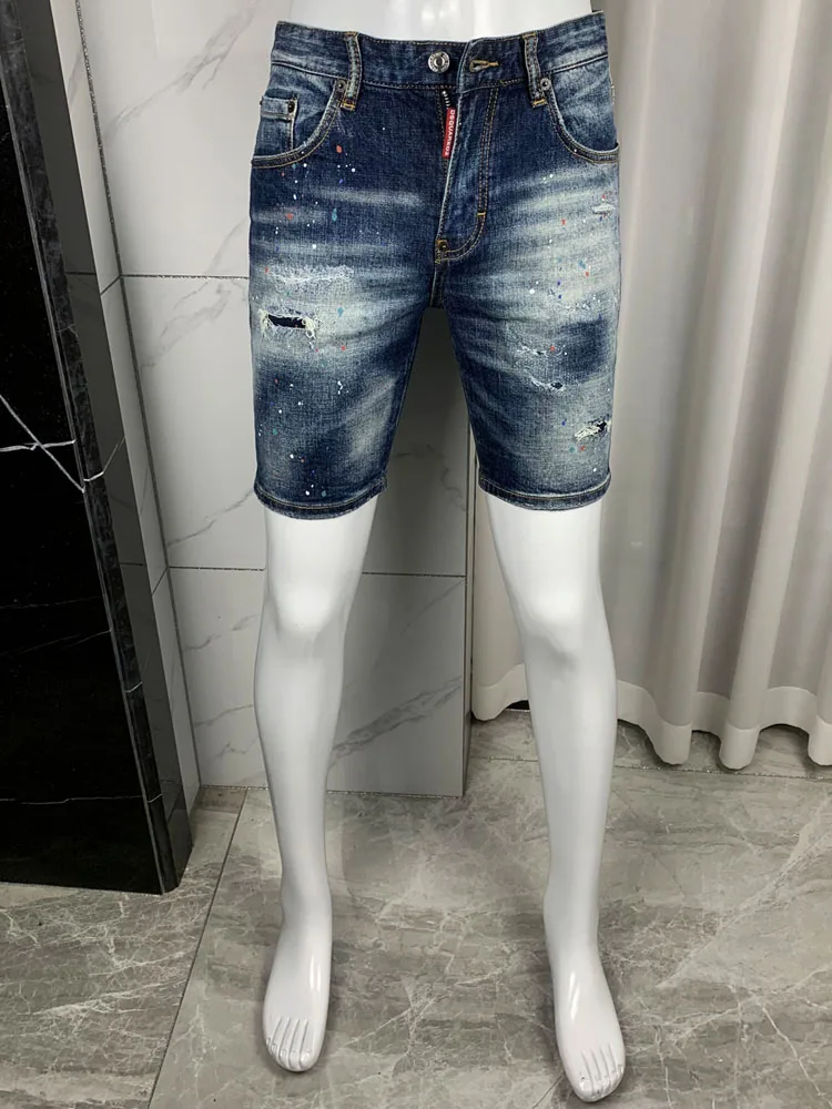 New  D2 Jeans Men's ort Pants Straight Leg Slightly Elastic Faionable Urban Sle Wear Resistant Summer 2024