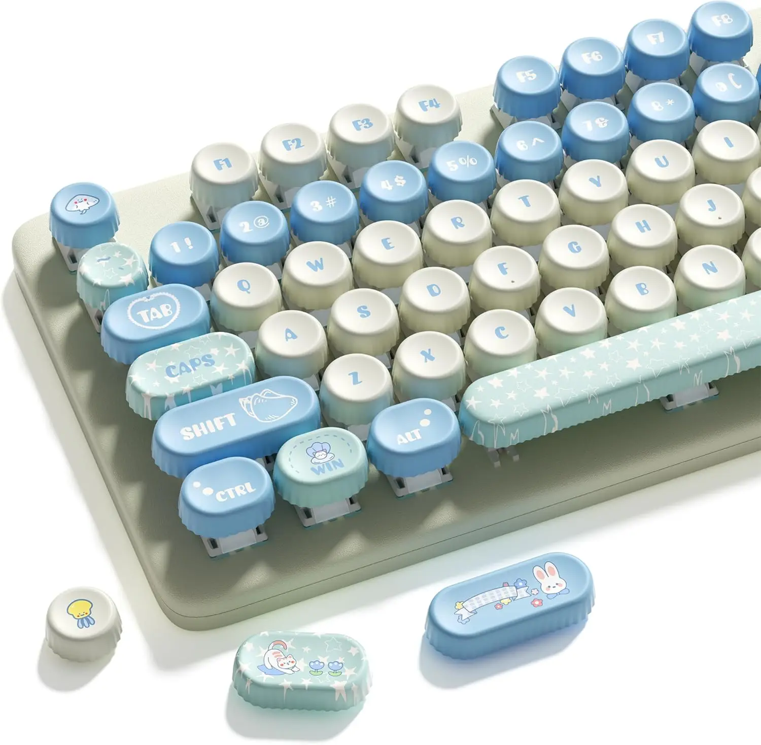 

Круглые колпачки для клавиш, милый набор PBT-колпачков, сублимационные клавишные колпачки для клавиатур, подходят для раскладок 60%, 65%, 75%, 80%, 96%, 100% Mec