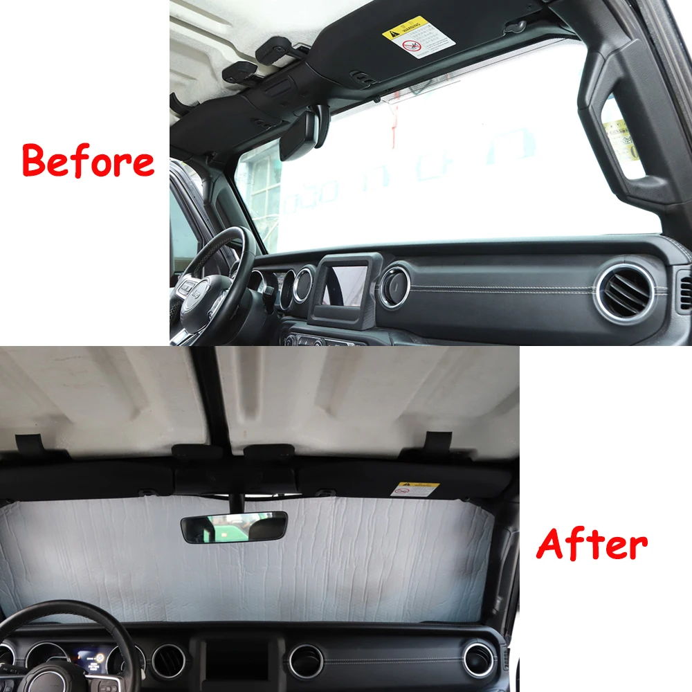 Car Front Windshield Sunshade Cover Anti-UV Insulation Pad for Jeep Wrangler JL Gladiator JT 2018-2022 2023 Interior Accessories