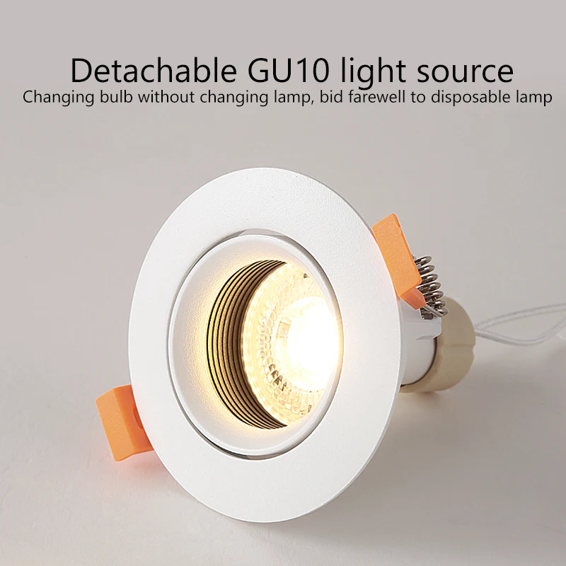 YiYing Led Downlight GU10 MR16 Bulb Spotlights Replaceable Light Source Spot 5W Opening75mm AC85-265V Recessed Lighting For Home