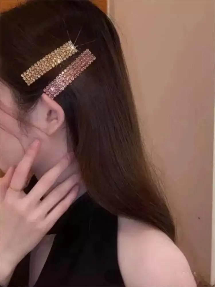 Voller Diamant Super Glänzende Haarnadel Stilvolle Temperament Bb Clip Gebrochenes Haar Quadratische Seite Haarnadel Haar Zubehör Für Frauen – Detail 1