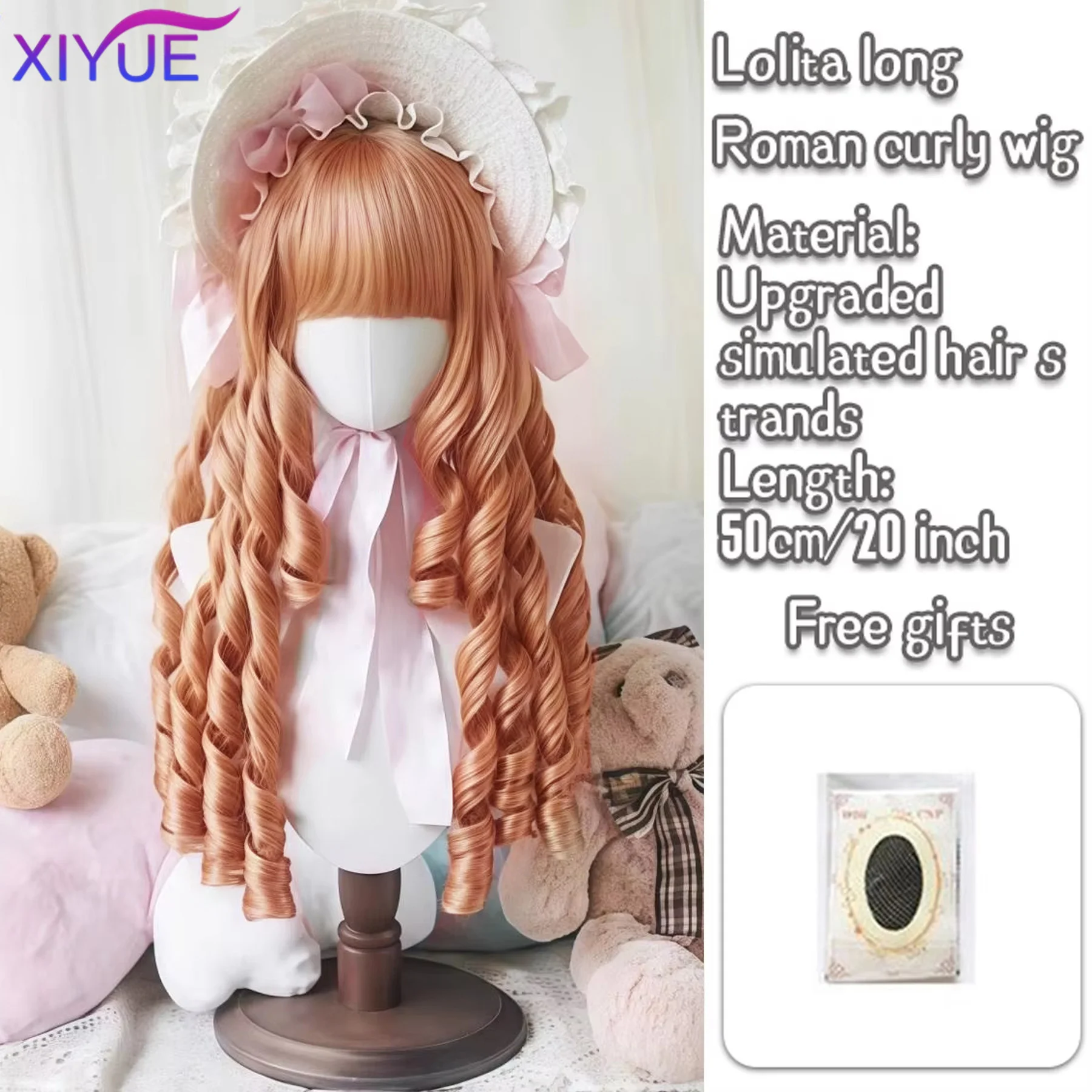 XIYUE Synthetic Black Wig with Long Ponytail Short Straight Wig Lolita Cosplay Party Harajuku Blonde Wig With Bangs for Women