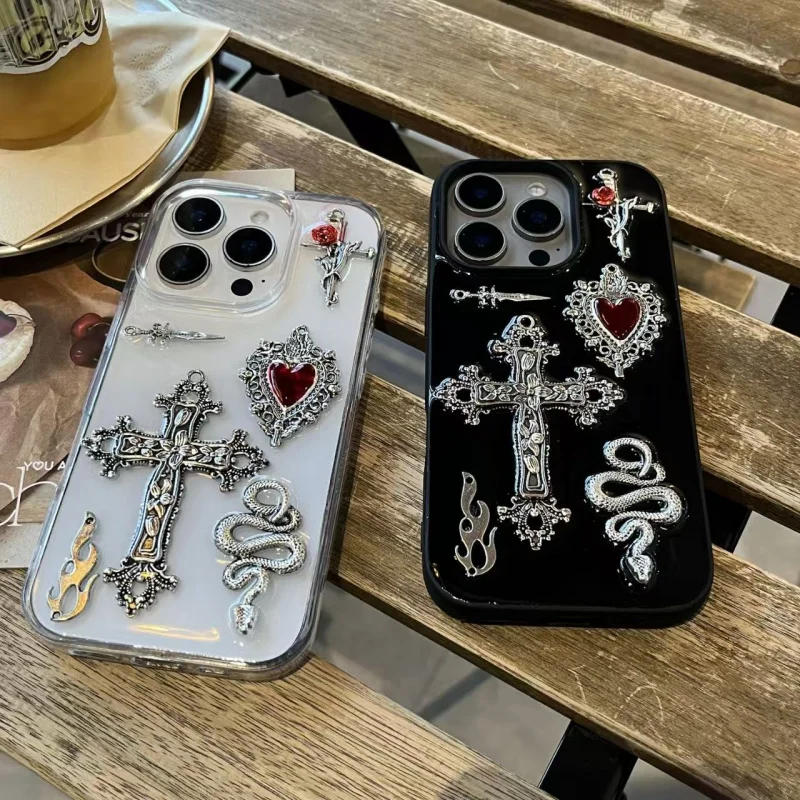 

Ruby Love Cross is suitable for iPhone 17 Pro max Apple 16 high-end phone case 15 14 13