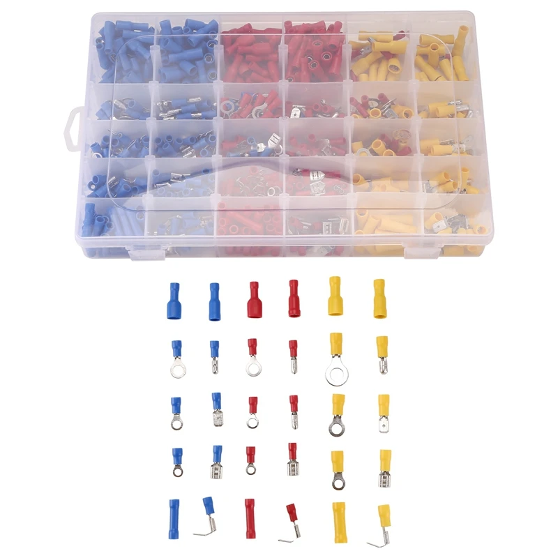 

720Pcs Cable Lugs Assortment Kit Wire Flat Female And Male Insulated Electric Wire Cable Connectors Crimp Terminals Set