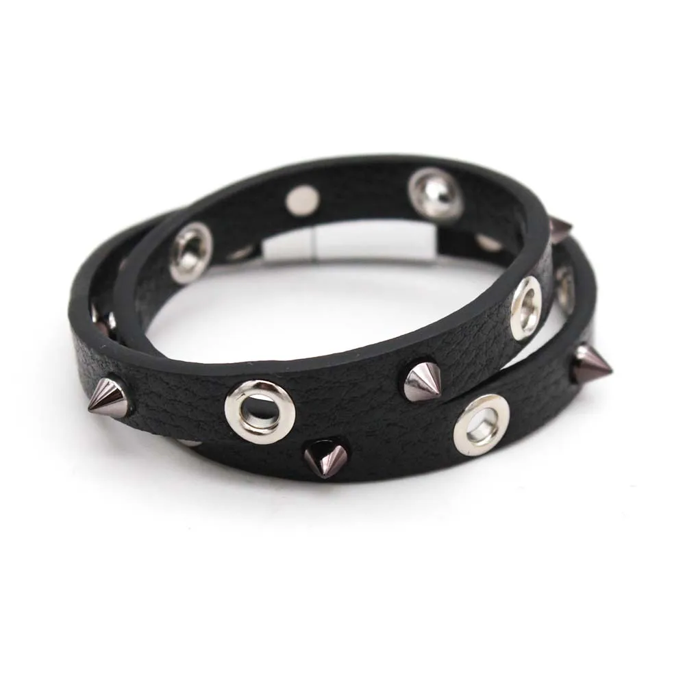 High Quality Alloy  Women Bracelet Fashion Punk Rivet Wrap Bracelet Leather Bracelet For Women Jewelry Gift